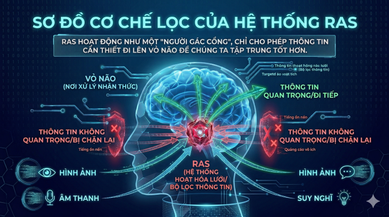 Cách não bộ chọn lọc thông tin: Hiểu về Hệ thống Kích hoạt Lưới (RAS)